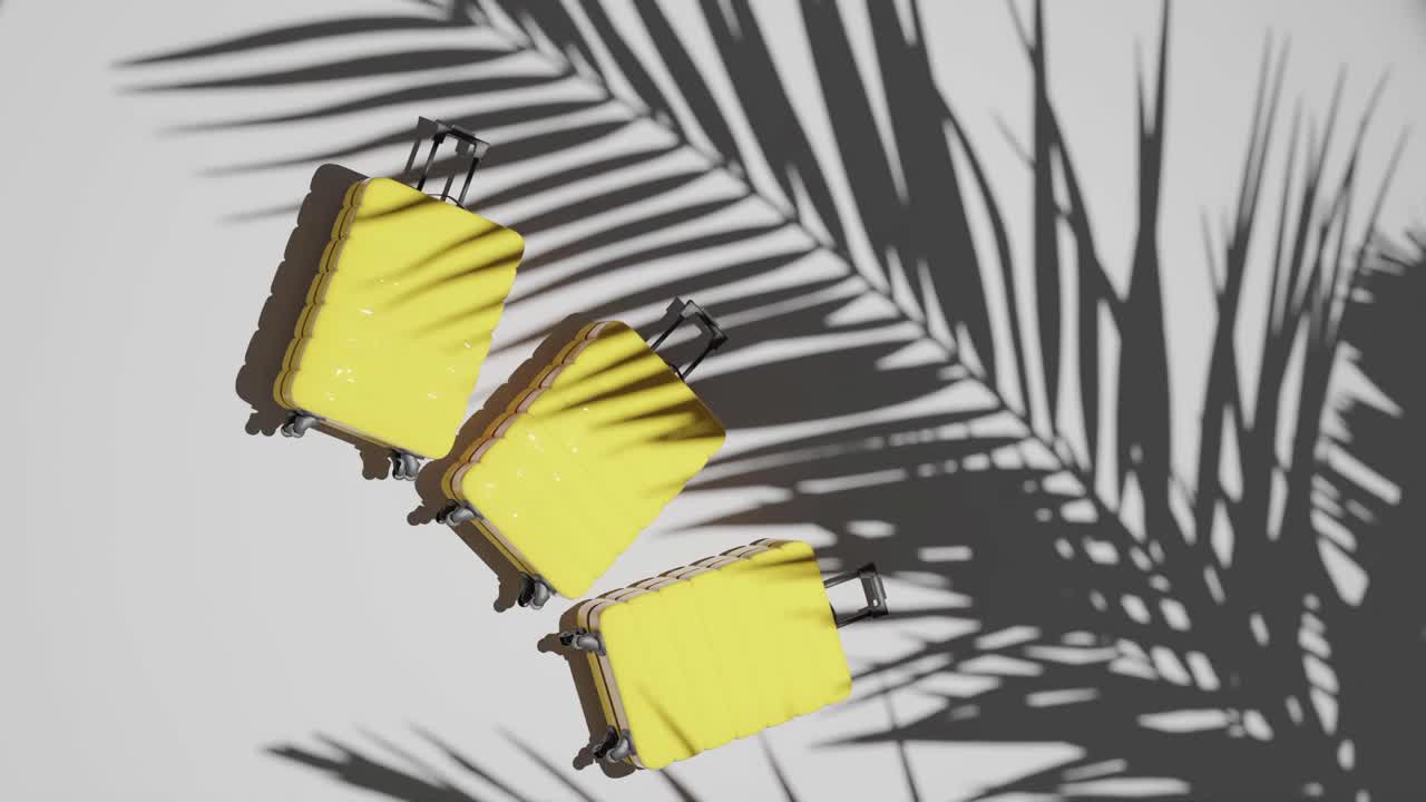 maletas en un fondo blanco tropical vertical