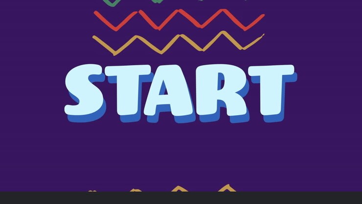 Animation of start text over blue background
