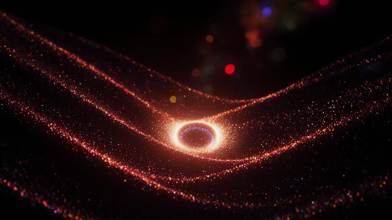 Abstract Glowing Particle Waves with Central Orb