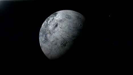 el planeta enano eris girando en su propia órbita en el espacio exterior. bucle