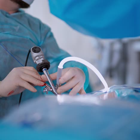 close up of surgery team operating