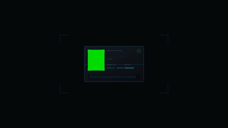 Futuristic Digital Identification Card Interface with Green Screen Placeholder
