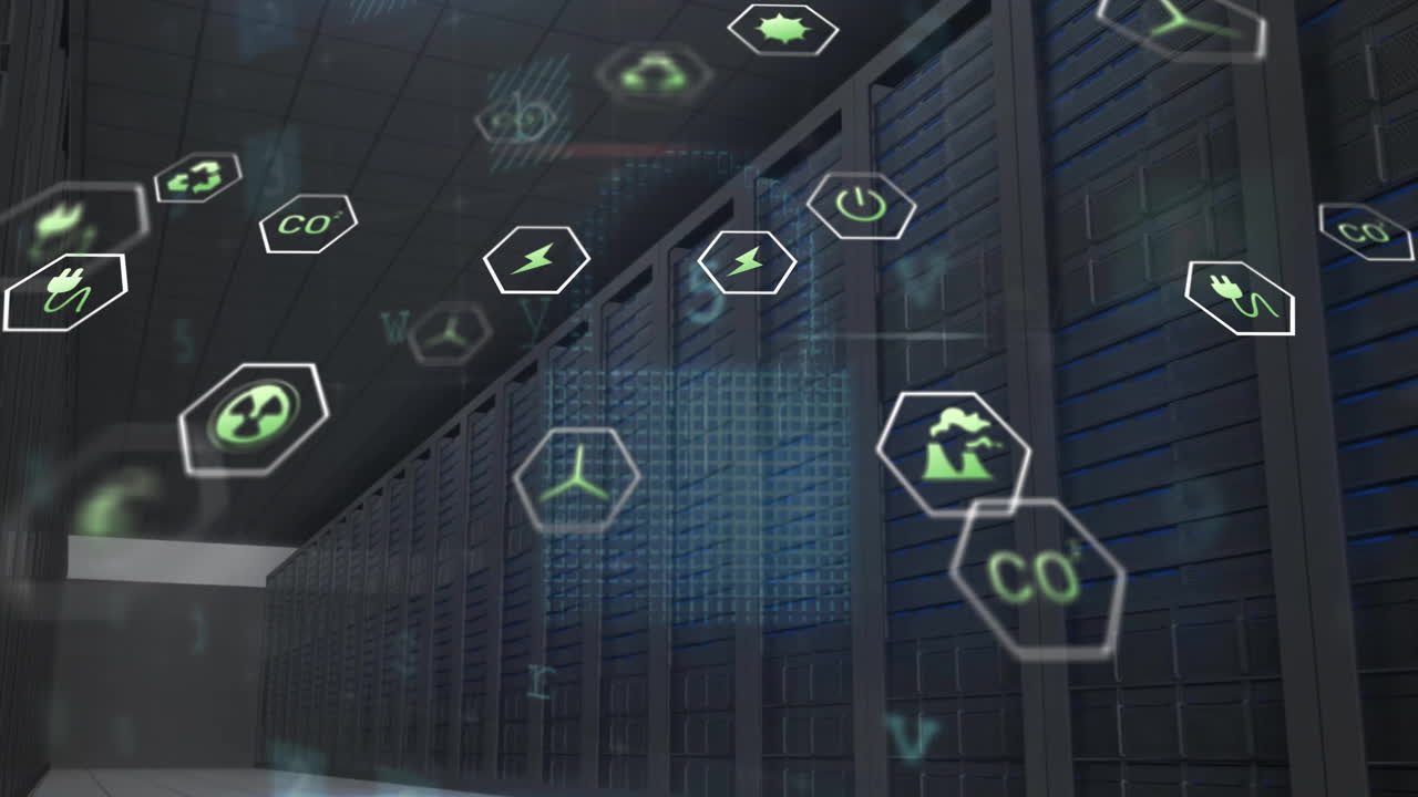 에코 아이콘의 애니메이션 및 컴퓨터 서버를 통해 데이터 처리