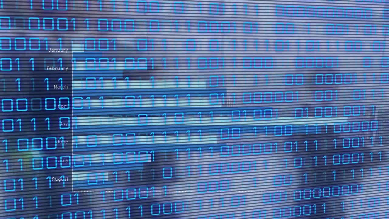 animación del procesamiento de datos digitales sobre un fondo borroso