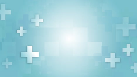 abstract geometric medical crosses shapes. blue looped background on healthcare and science theme.