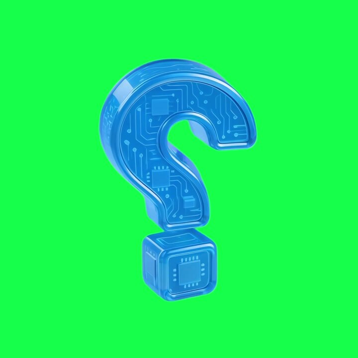 Rotating 3D Question Mark with Digital Circuit Board Texture
