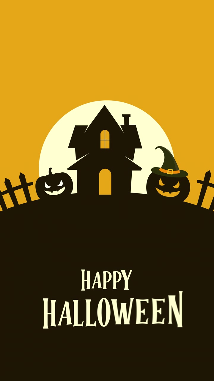 Augurio Animato di Buon Halloween con Casa Stregata e Zucche