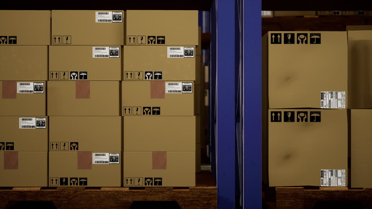 productos de la cadena de suministro con etiquetas de factura de envío en los envases