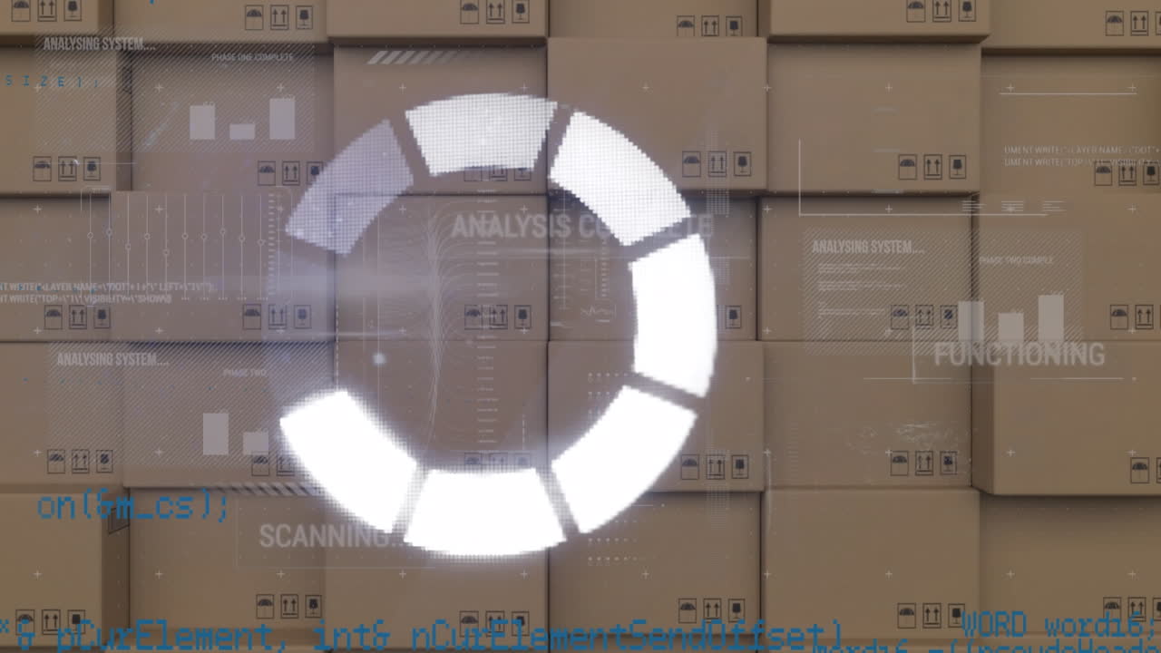 카드보드 상자  ⁇ 어리 위의 데이터 처리 애니메이션