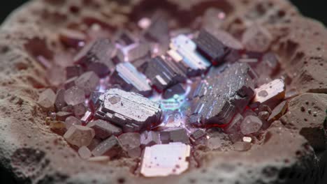 glowing crystals and mineral formations in a vibrant molten landscape, showcasing the intricate beauty of nature's elements in captivating detail