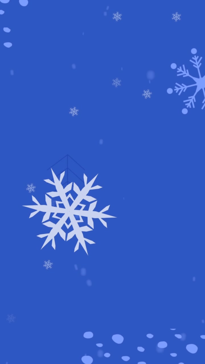 Animation of snowflakes over multiple christmas tree icons and abstract shapes on blue background