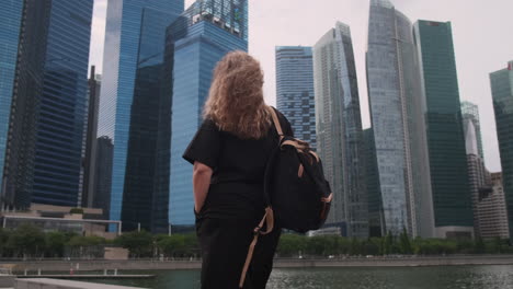 woman walking in singapore city