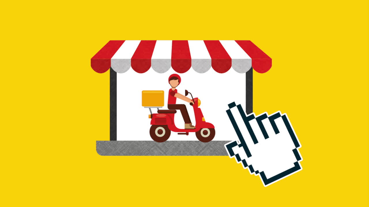 tecnología de comercio electrónico de entrega de alimentos con computadora portátil