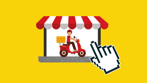 tecnología de comercio electrónico de entrega de alimentos con computadora portátil