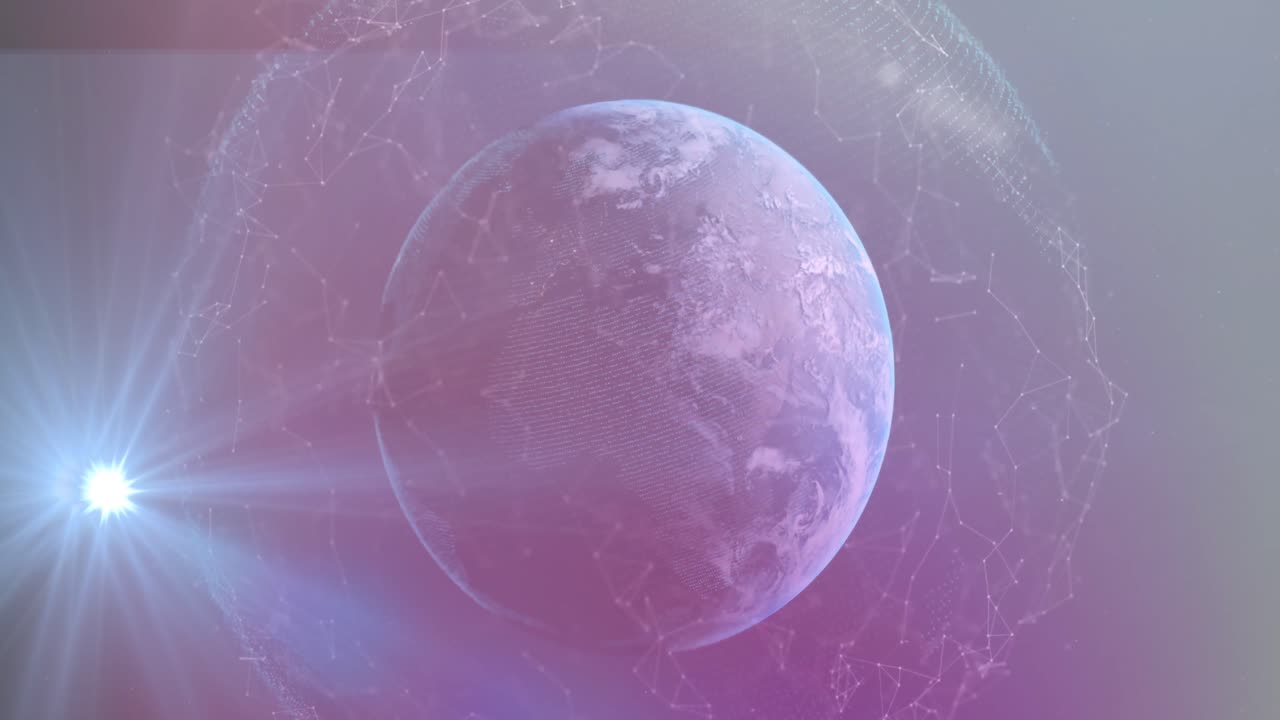 animación de conexiones y procesamiento de datos en todo el mundo