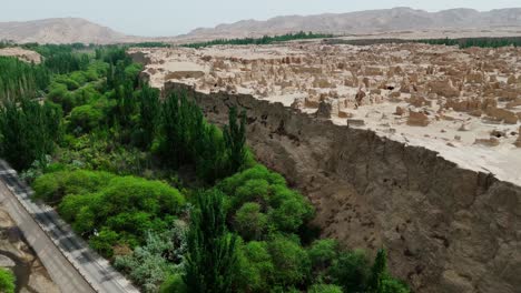 aerial view of xinjiang jiaohe ruins ancient city in china unesco site