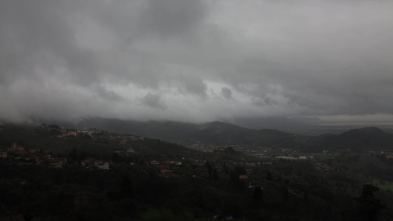 Dramatic Stormy Weather over Mountain Village