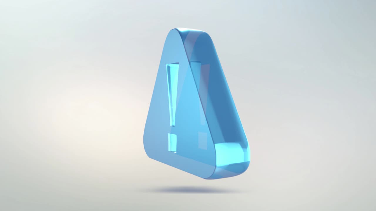 주의 아이콘은 유리로 만들어져 있으며, 반투명한 회전하는 호소표 아이콘과 알파 채널 파란색 녹색이 있습니다.