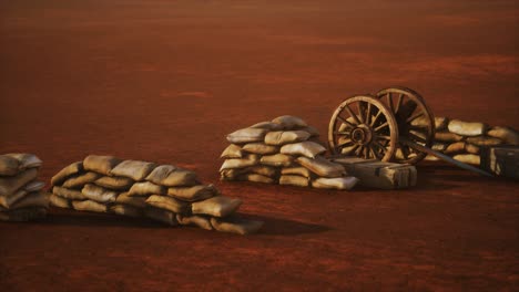 pistola detrás de sacos de arena durante la guerra civil de los ee.uu.