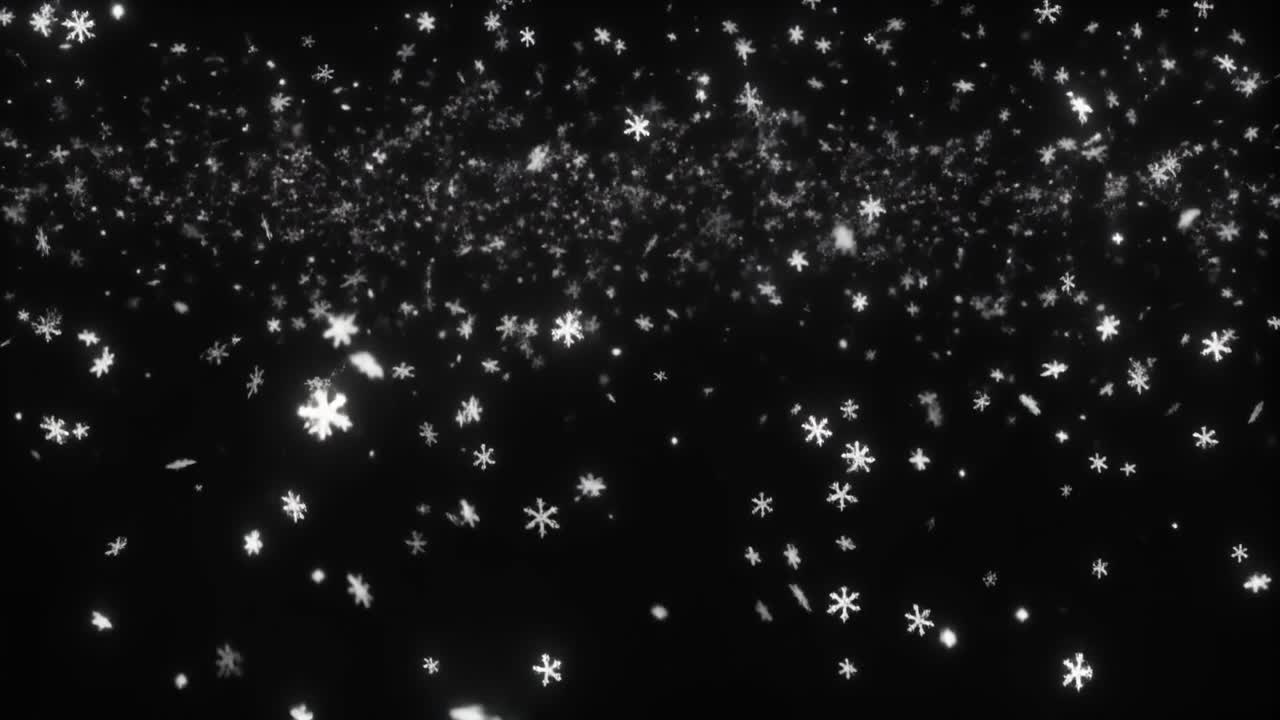 Falling Snowflakes on Black Background
