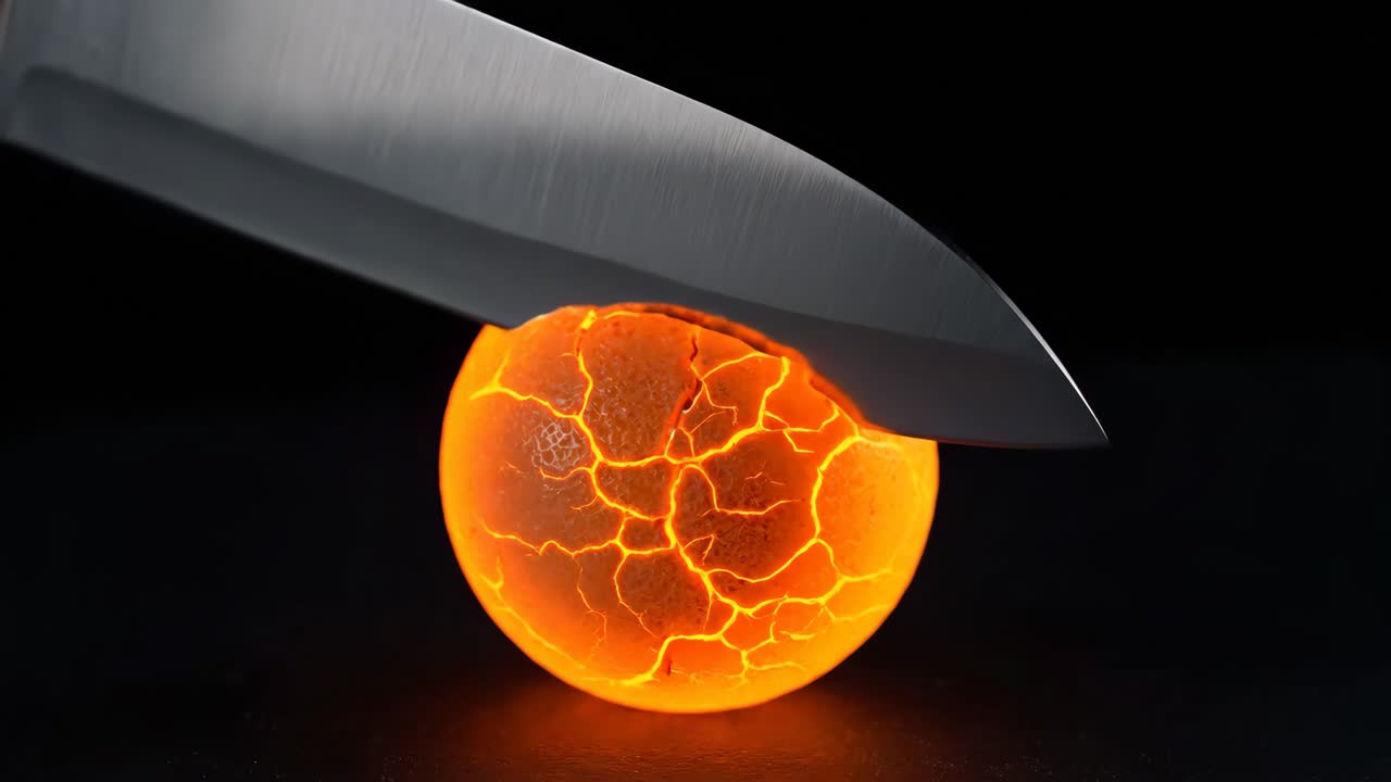 Knife Cutting Glowing Spheres