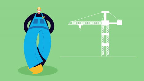 constructor que usa una máscara médica para la protección contra covid-19