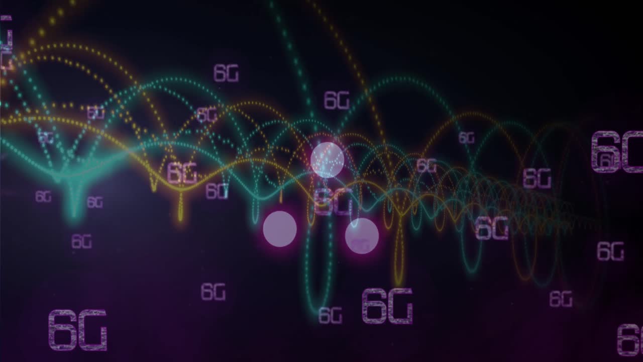 animación de texto 6g, procesamiento de datos y redes de conexiones