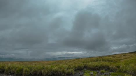 serene landscape: cloudy sky over grassy hills