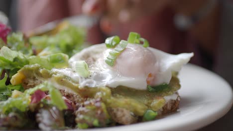 avocado toast with poached egg and salad