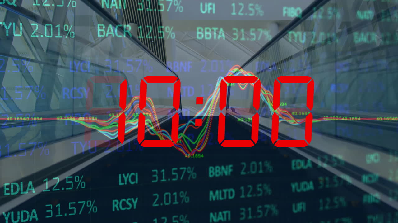 타이머와 에스컬레이터를 통해 금융 데이터 처리의 애니메이션