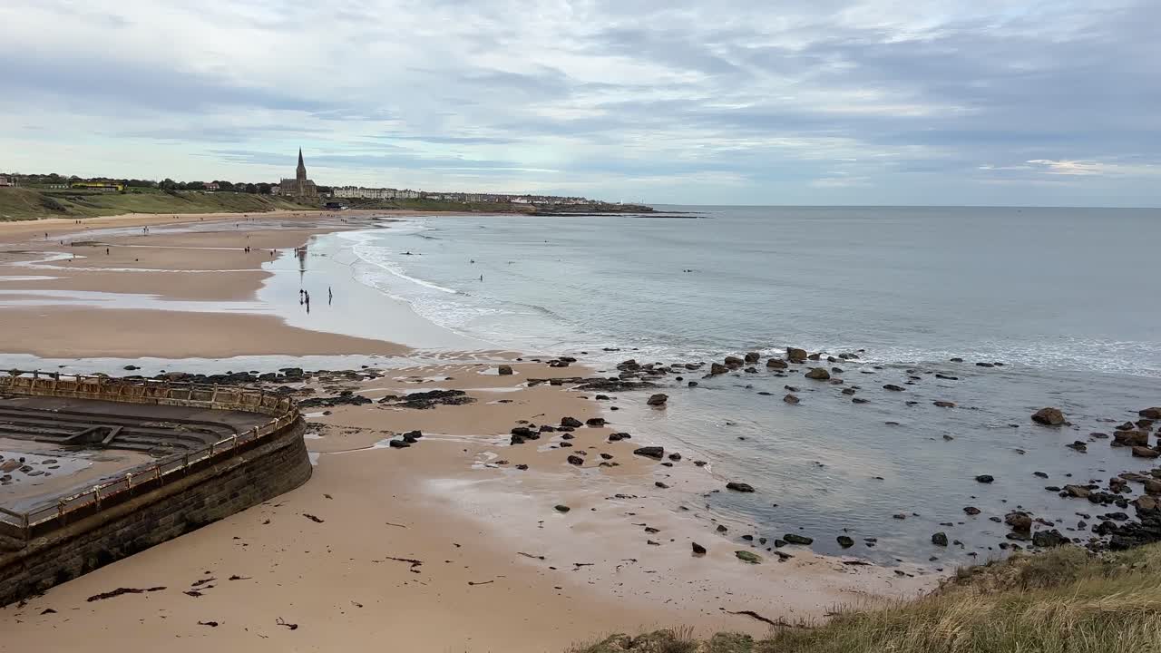 Whitley bay beach seaside town in the North Tyneside borough of Tyne and Wear, England british city north east uk
