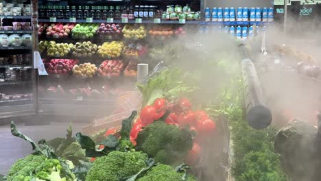 sanitizing produce in a grocery store