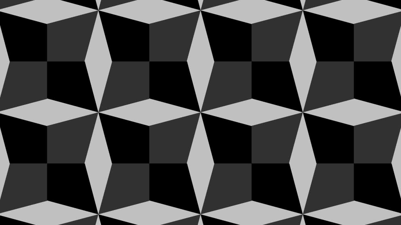 Graphic pattern in black and white with stroboscopic and hypnotic effect, while increasing in size and then reducing it.