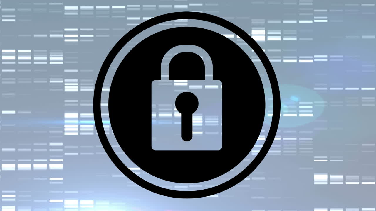 animación de la red de conexiones con candados de seguridad en línea sobre un fondo brillante