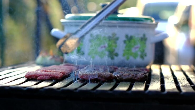 meatballs are cooked on the barbecue