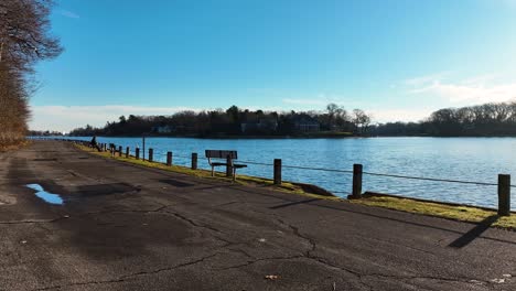 path along the shore near a lake in norton shores, mi