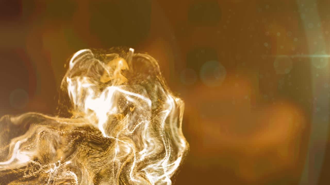 animación de nube de partículas blancas y luz moviéndose sobre fondo marrón