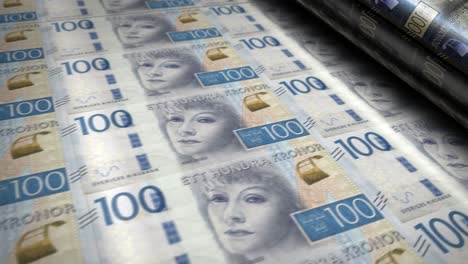billetes de dinero de la corona sueca que imprimen en bucle sin costuras