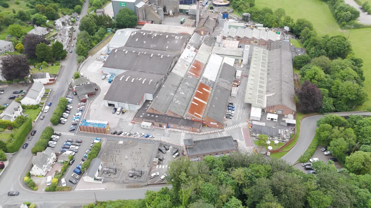 Aerial View of a Large Industrial Complex and Surrounding Landscape