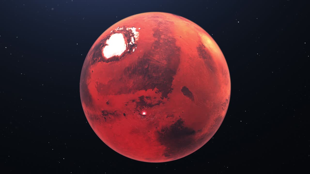 4k планета марс высокого качества - планета марс на орбите с звездами на заднем плане высокого качества 4k - марс на черном фоне - полет над ледяным северным полюсом планеты марс - марс красная планета