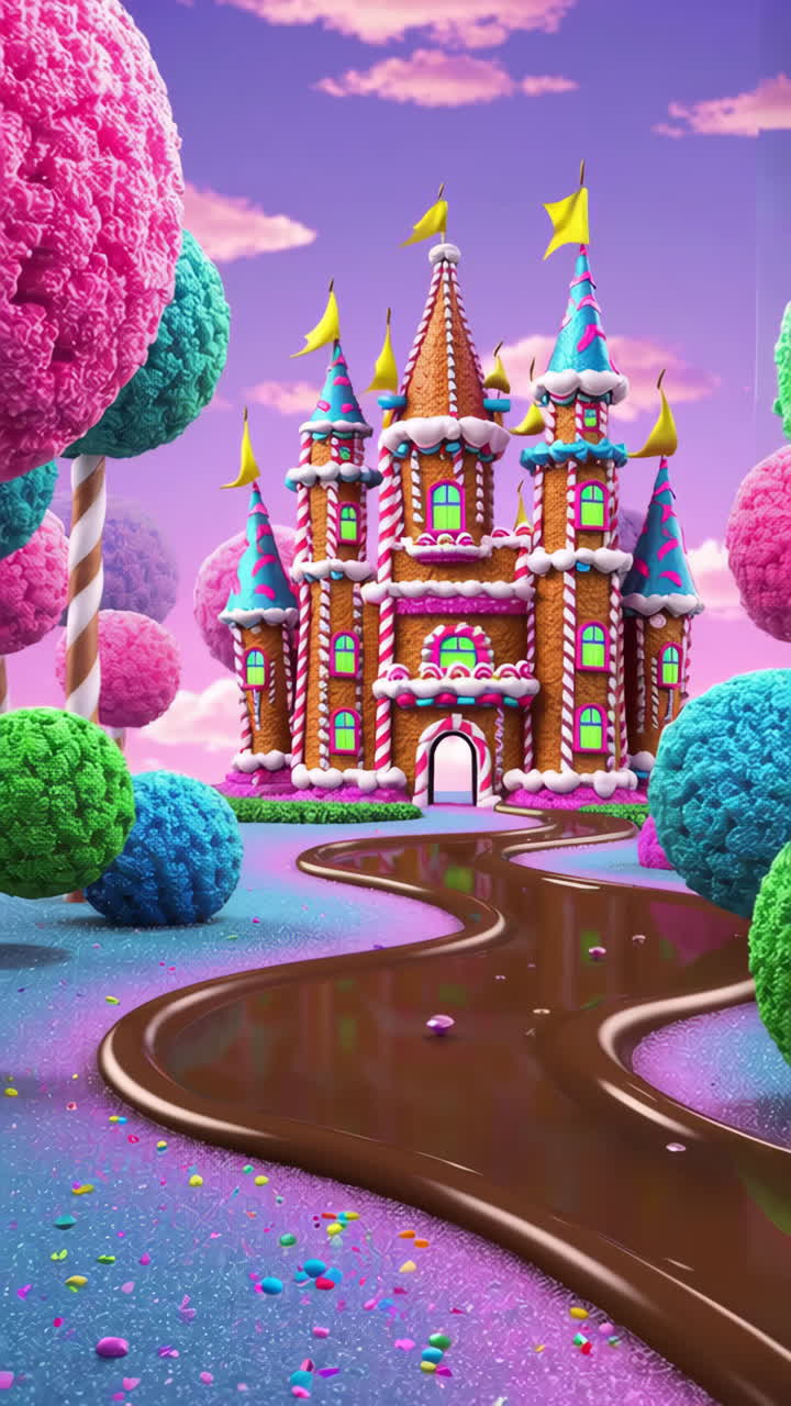 Sweet Gingerbread Castle in a Magical Candy Land