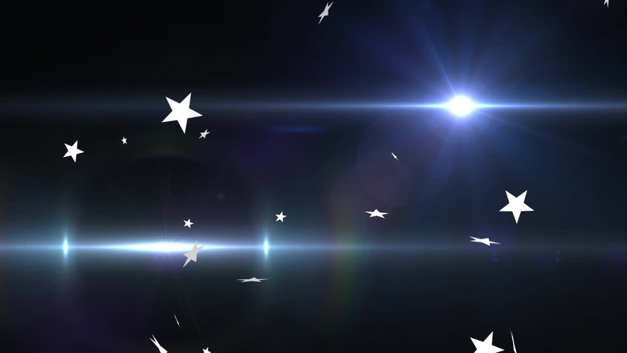 Star cluster appearing starting stars drifting with pulsing lens flare producing looping starfield