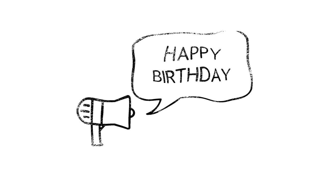 счастливого дня рождения текст золотой аниматон, счастливый день рождения мегафон с речью пузырь текст в зеленом фоне экрана