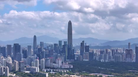 Aerial-view-of-high-rise-buildings-in-Futian-District,-Shenzhen,-Guangdong,-China