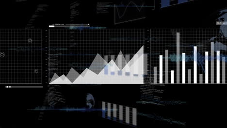 animación del procesamiento de datos digitales sobre fondo negro