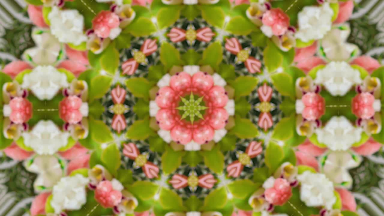 fondo abstracto caleidoscopio, patrón psicodélico floral