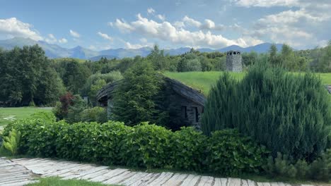 romanian fairytale lut castle near sibiu. panning right