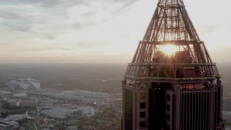sunset in atlanta of midtown near the bank of america tower