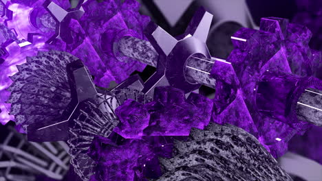 engranajes y mecanismos púrpuras abstractos