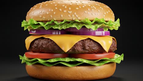 a deliciously layered hamburger with fresh ingredients, featuring juicy beef, melted cheese, crisp vegetables, and a golden bun, perfect for any meal or snack time